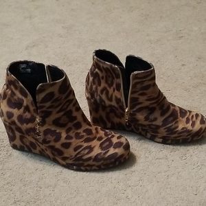 Rampage leopard print wedge ankle boot
